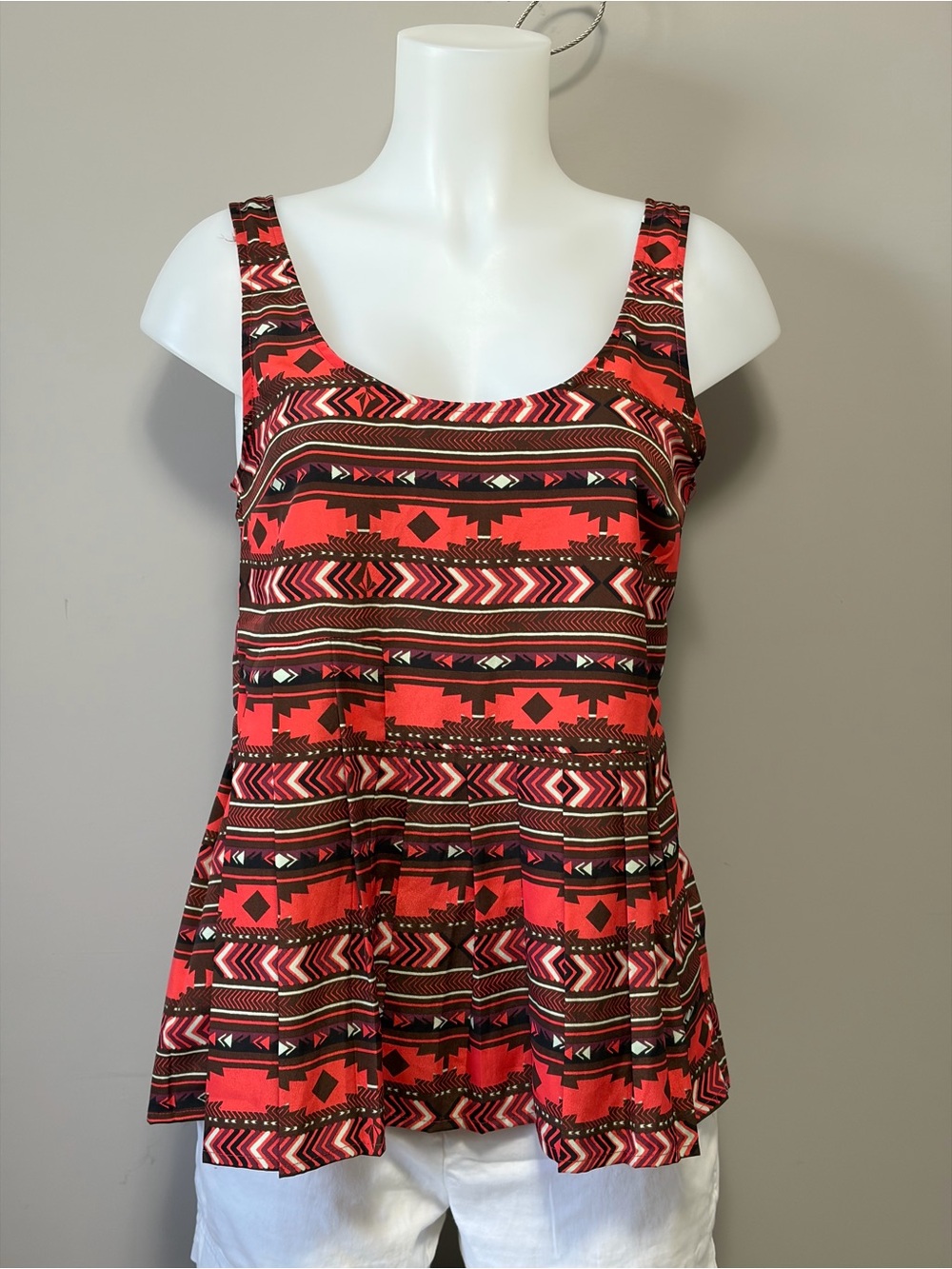 Volcom Red Aztec-Pattern Scoop Neck Tank